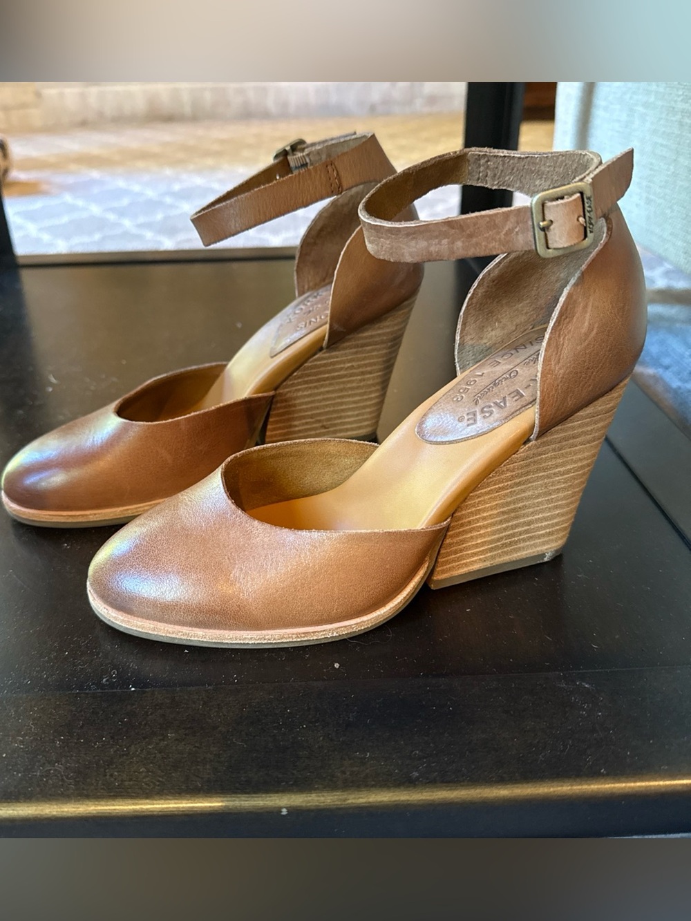 Kork-Ease Christie Brown Leather Ankle-Strap Wedge Heels Size 7 NEW - Picture 3 of 5